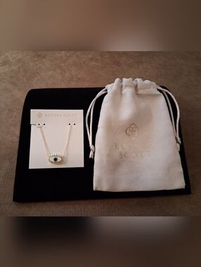 Kendra Scott Gold Necklace with Blue Evil Eye Pendant